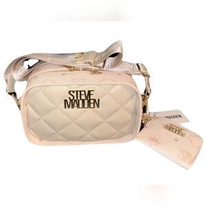 New Steve Madden Crossbody Bag DR141885  Beige Quilt Pattern & Coin Pouch